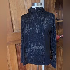 Black Athletic Running Hoodie Shirt Pullover M